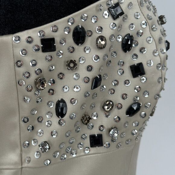 Tahari Womens Strapless Cocktail Dress Size 6 Rhinestones Sequins Party Glam - Picture 7 of 12